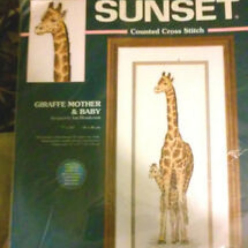 SUNSET Counted Cross stitch "Giraffe Mother & Baby